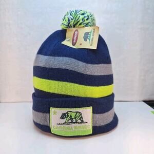 New Eclipse Multi Color California Republic Cuffed Knit Winter Pom Beanie